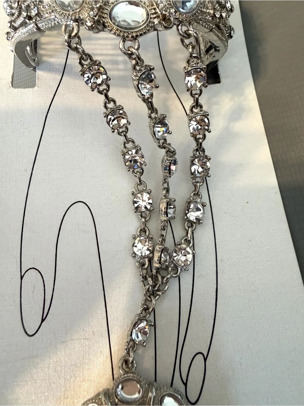 Silver Crystal Handchain Bracelet